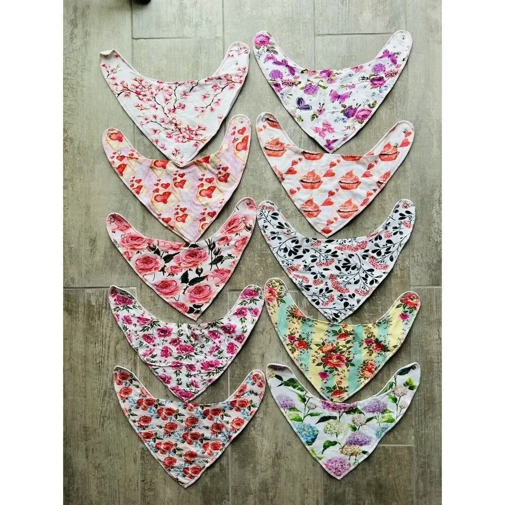 10-Pack Baby Bandana Bibs Upsimples Drooling Teething Super Absorbent Boho Girls